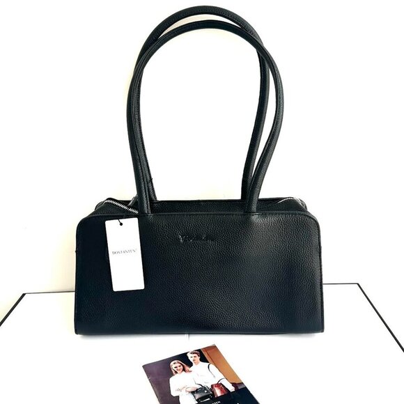 BOSTANTEN Otilia Functional Black Leather Shoulder Bag - Picture 2 of 13